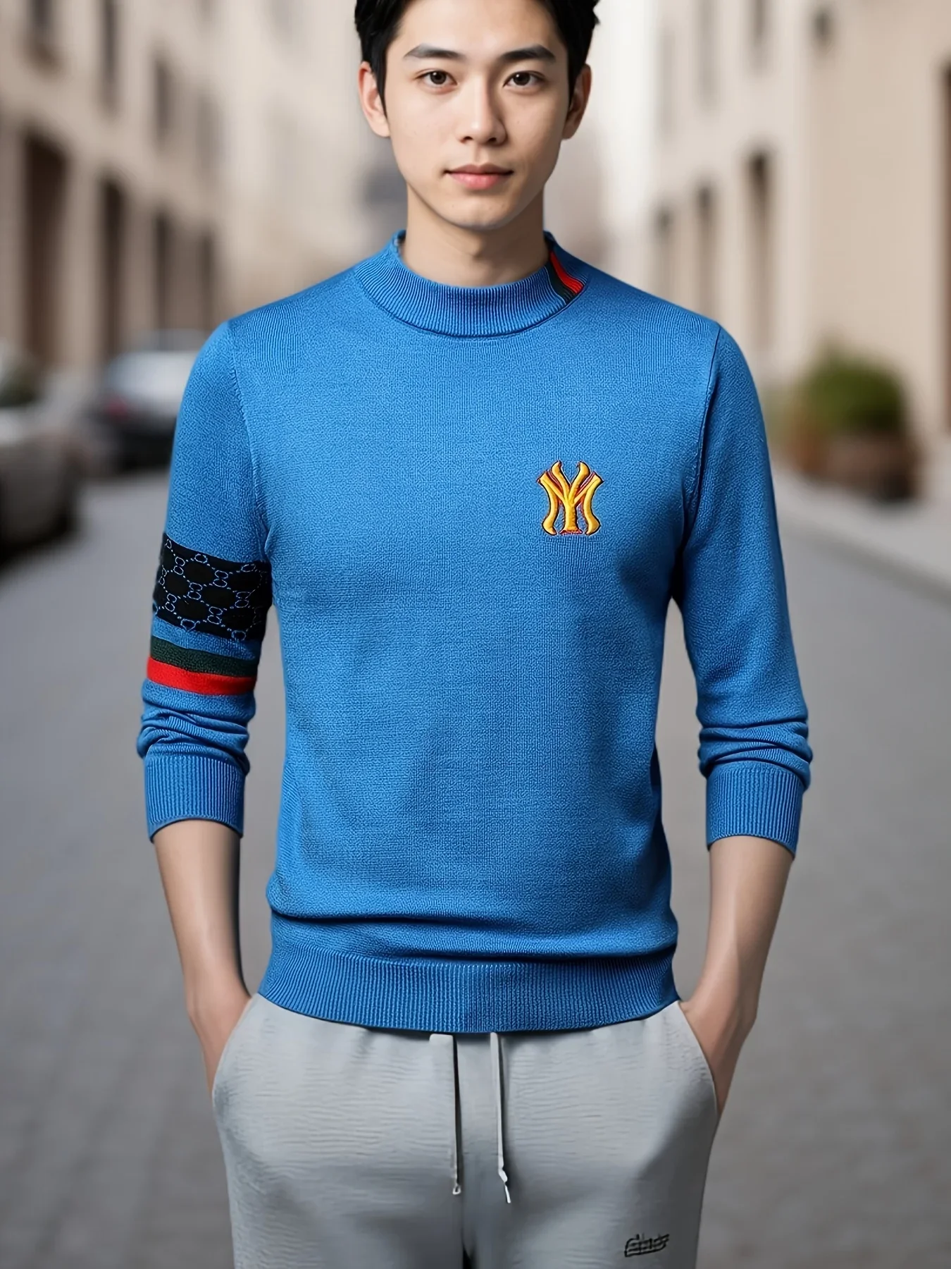 

2025 Casual Embroidery Knitted Sweaters Pullovers O-neck Warm Jumper Men Clothing Mens Sweater Men Clothing Sweater Men