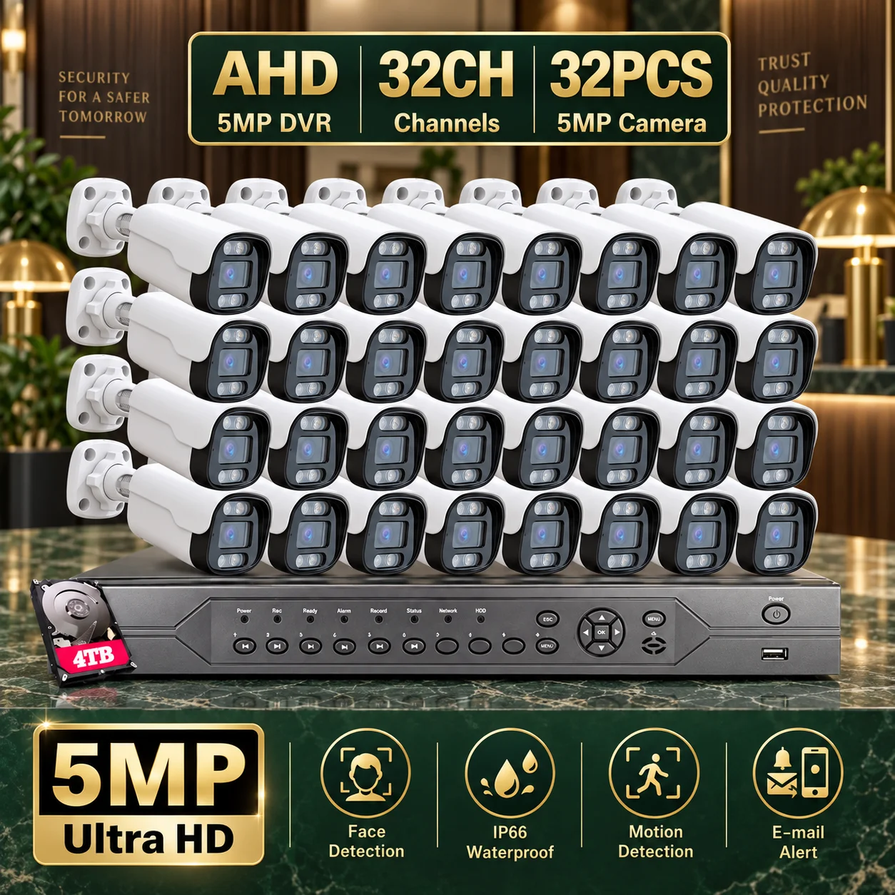 HD 32 Channel 2MP 5MP AHD DVR Kit 5MP Video Surveillance Security Outdoor Indoor Waterproof CCTV Camera System 32CH DVR System