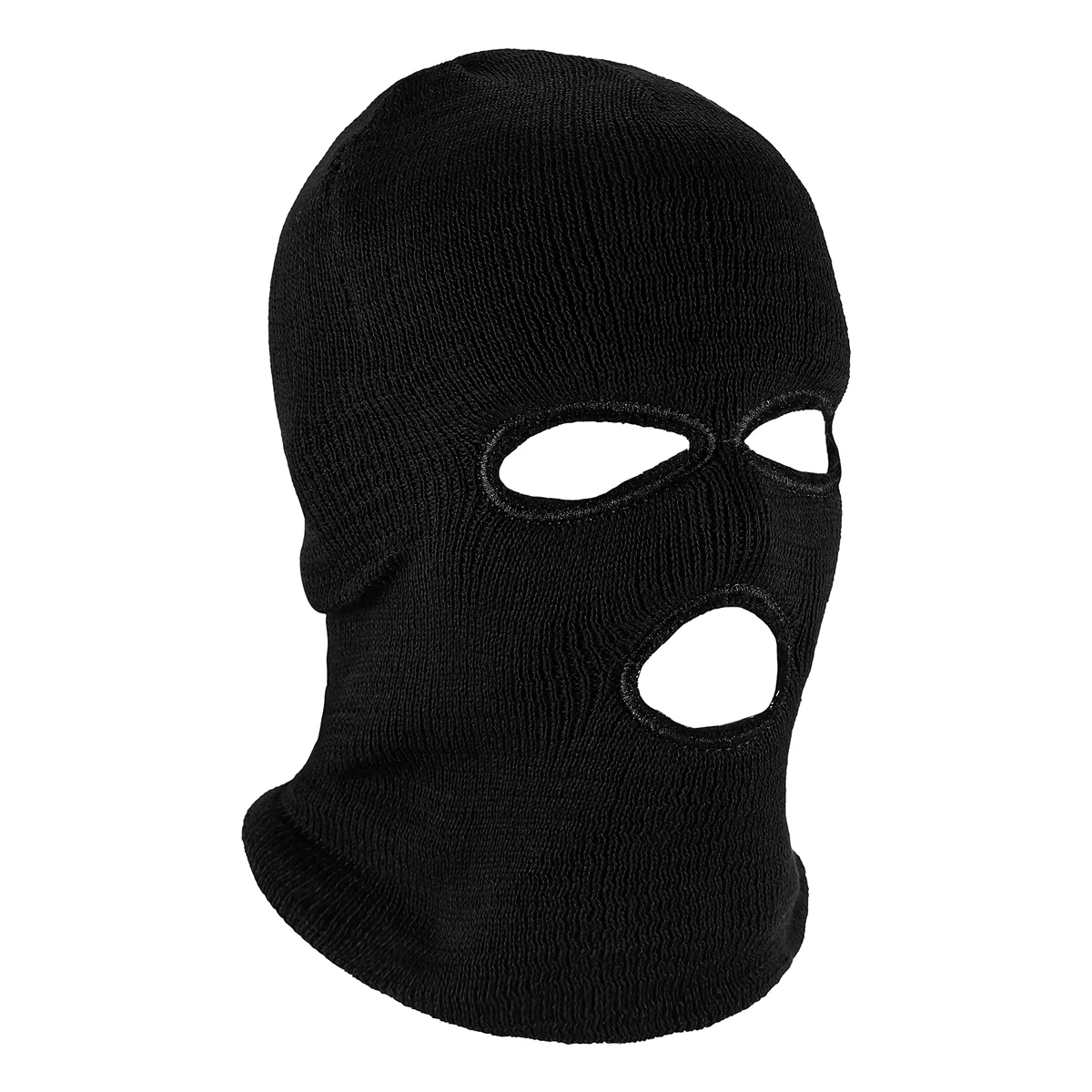 Full Face Cover Ski Mask Hat 3 Holes Balaclava Windproof Knit Beanies Bonnet Winter Warm Unisex Caps Black