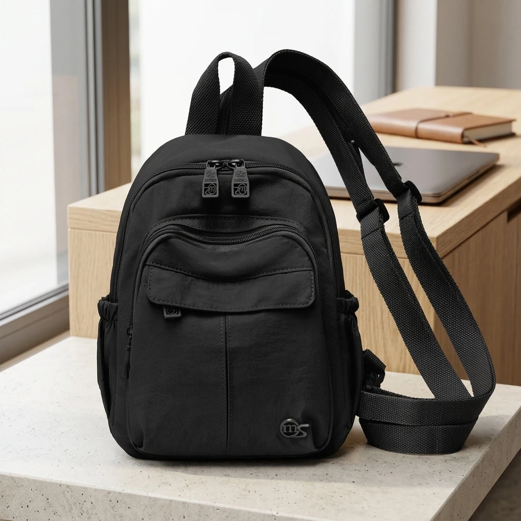 Nylon Water-Resistant Backpack For Women Lightweight Commuter School Bag With Laptop Compartment