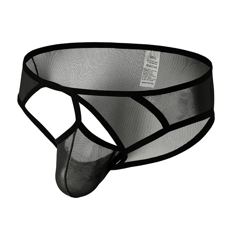 

Men's Briefs Thin Mesh Trasparent Sexy Underwear Low Waist Panties Solid U Convex Pouch Seamless Underpants Plus Size Shorts