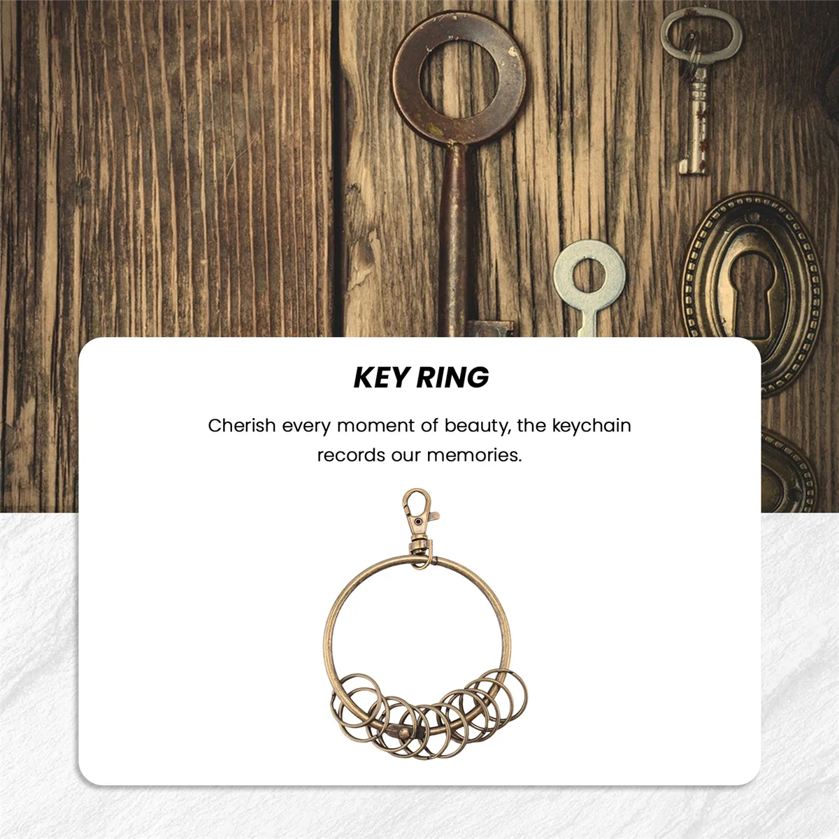 Продажи! Брелок для ключей с карабином бронзового тона, 10-петли, брелок для ключей, кольцо 7,6 см
