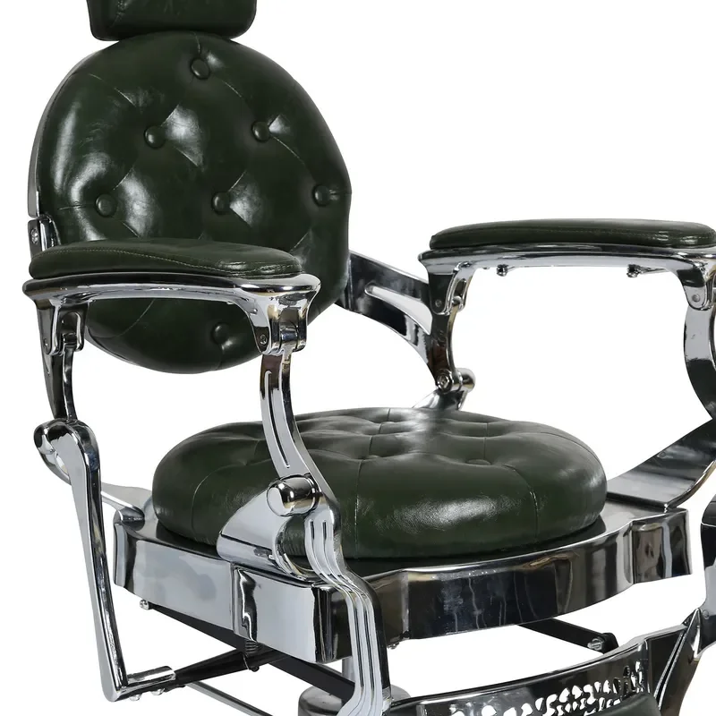 Retro Barber Chair for Hair Salon Hydraulic Reclining Shaving Chair Professional Oil Head Cutting Chair for Barbershop