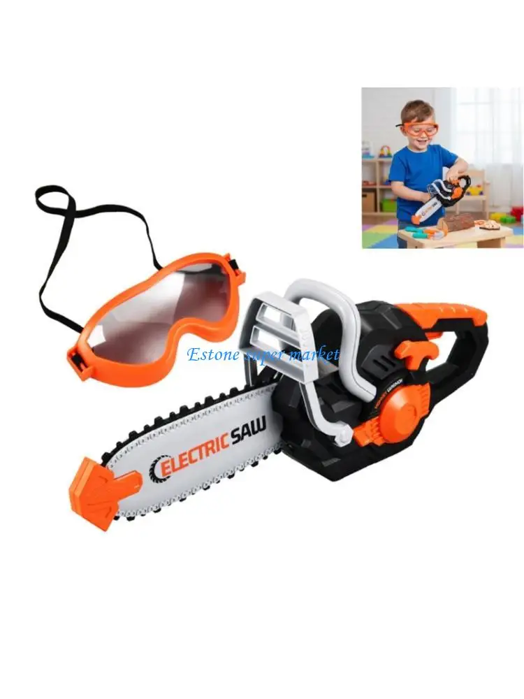 

090B Complete Boys Pretend Play Tool Including Chainsaw and Protective Goggles
