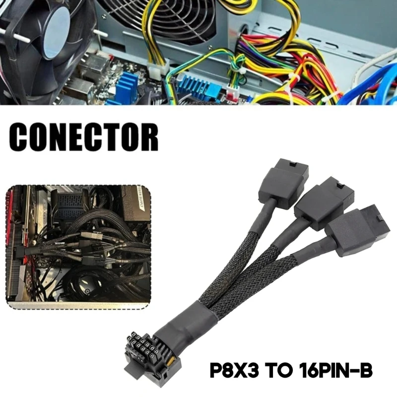 896F 3x8pin 8PIN to 16Pin 12VHPWR GPU Cable 16Pin 12+4Pin Power Supply Adapter GPU Power Cable 16Pin Connector GPU Extension