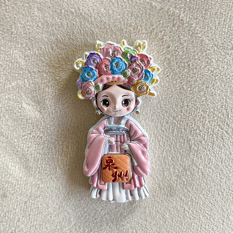 

Quanzhou Cultural and Creative Home Decorations Xinpuzhou Female Specialty Hairpin Flower 3D Colorful Magnetic Fridge Magnets
