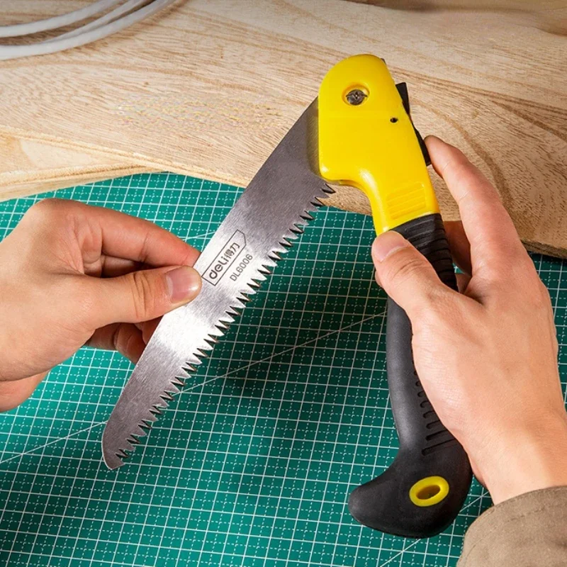Deli Multifunctional Woodworking Hand Tools 7'' 10'' Sharp Folding Saw Solid Wood Cutting Branches Pruning PVC Pipe Cutting