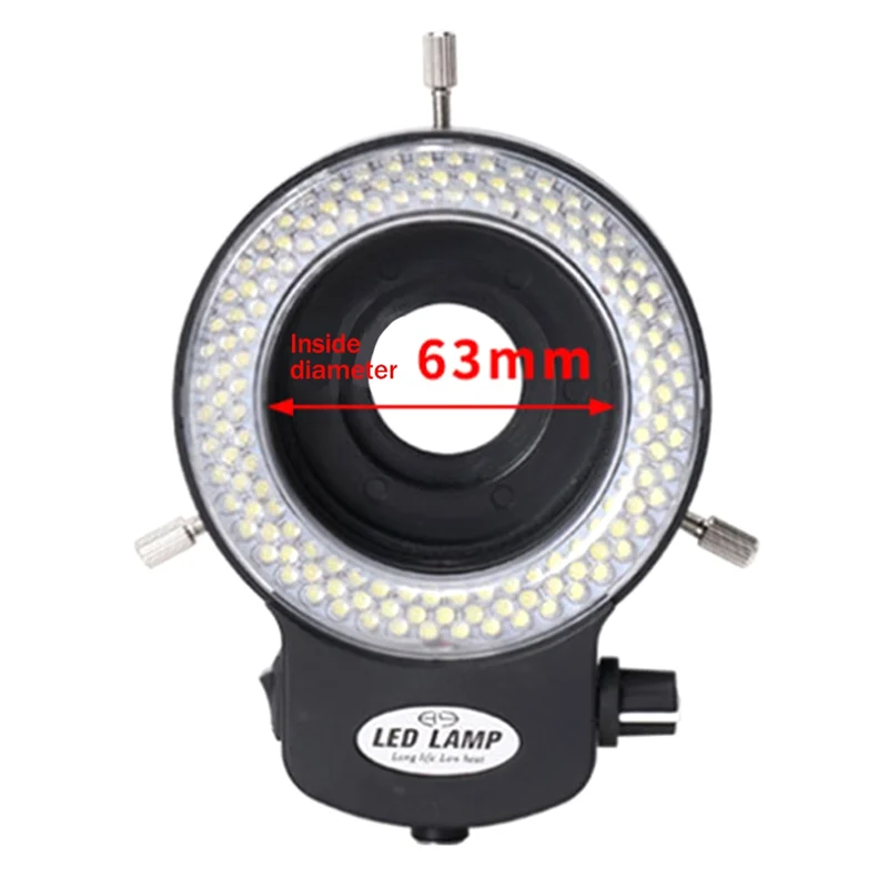 A48I Microscope Light- Ring Light Adjustable 144 Lamp Beads LED Light Source Industrial Microscope Ring Illuminator -EU Plug
