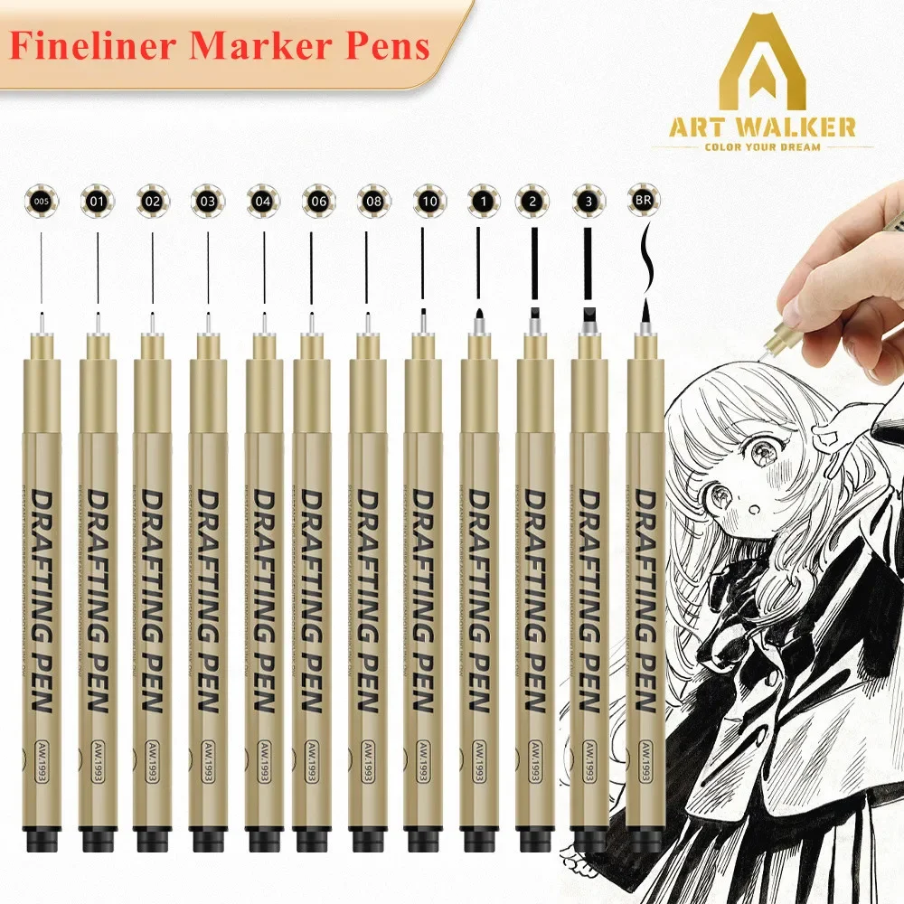 Paquete de 6/9/12 rotuladores Fineliner negros de Manga japonesa, delineadores de pigmento de micrón Sakura Pigma para bocetos artísticos, dibujo, diseño de cómic