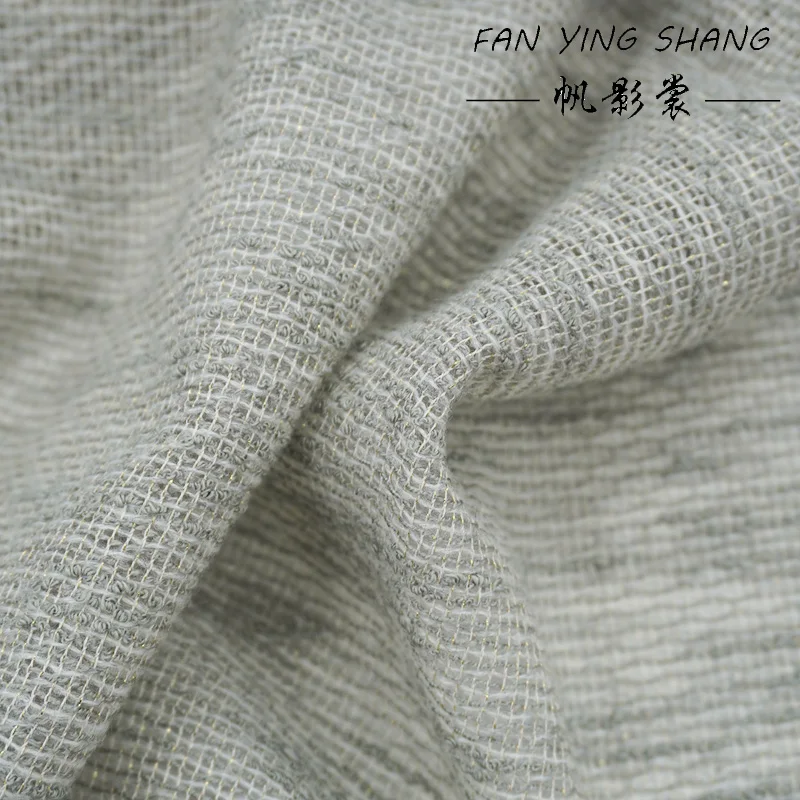 قماش تويد من الصوف الذهبي الجاكار الرمادي لعام 2025 لسترة المعطف Telas Para Costura Tissus Couture ткан خياطة المواد القماشية #5