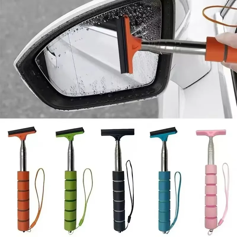 Telescopic Car Mirror Squeegee Multifunctional Cute Ice Snow Scraper Windshield Defrost Water Remover For Auto Rearview Mirror