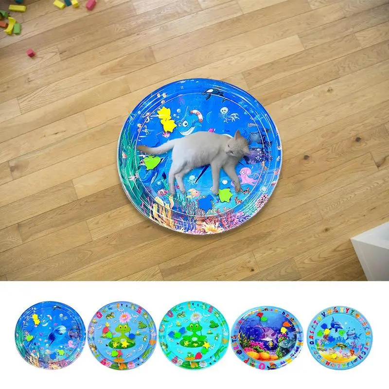 Water Sensory Play Mat Thickened Inflatable Water Mat For Cat And Dog Pet Playmat With Fish Sea Ocean Theme Sensory Toy Water