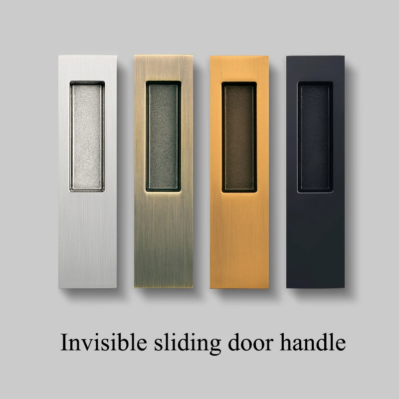 Zinc Alloy Recessed Pull Sliding Door Handles/4 ColorFor Kitchen Door Furniture Handle Hardware Hidden Door Handles