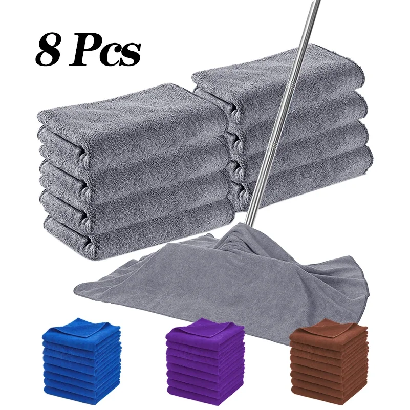 8pcs Large Microfiber Cleaning Cloths - High Absorbency, Reusable Multi-Purpose Towels for Floors, Kitchen, Windows, and More
