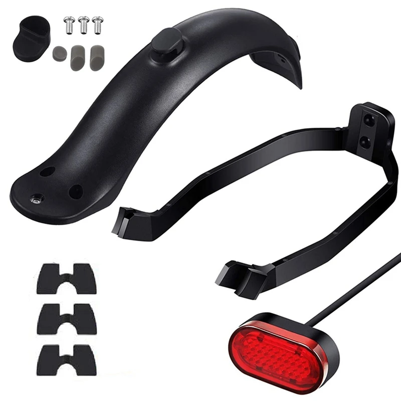 2X Rear Mudguard And Bracket Accessory With Taillight For Xiaomi M365/M365 Pro Scooter With Screws And Screw Caps