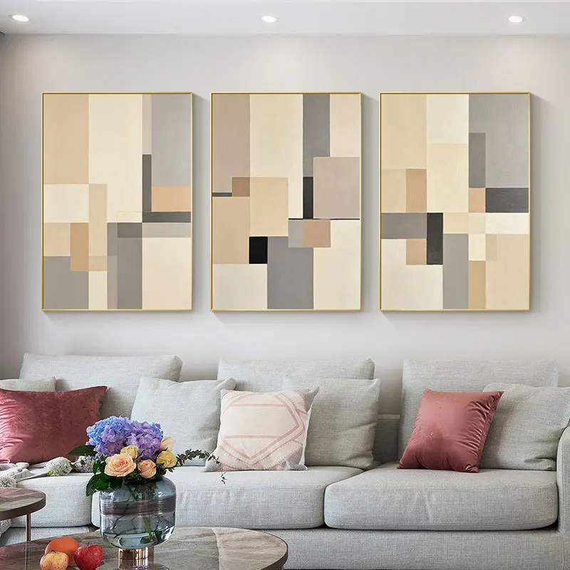 Abstract Square Color Block Canvas Art Poster Prints Simple Style Geometric Wall Decorative Picture for Living Room Bedroom