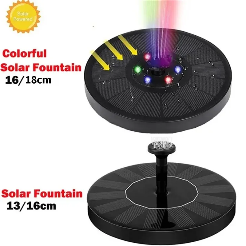 Solar Fountain Pump Energy-saving Plants Watering Kit Colorful Solar Fountain Solar Panel Bird Bath Fountain Outdoor Garden Pool