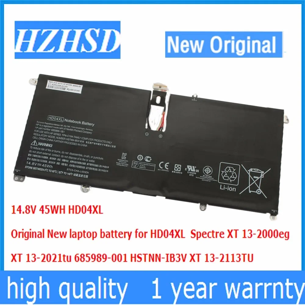 

14.8V 45WH HD04XL Original New HD04XL laptop battery for Spectre XT 13-2000eg XT 13-2021tu 685989-001 HSTNN-IB3V XT 13-2113T