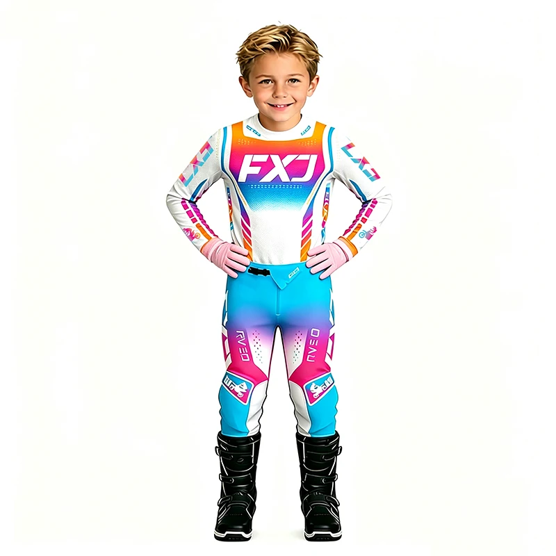 Motocross child set Motorcycle jersey and pants kids clothing big boy girl Youth mx gear set Customized Number Name racing suit