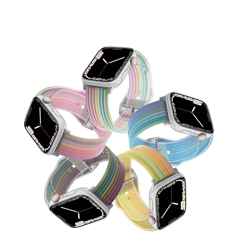 Silicone Colour Strap For Apple Watch Ultra 49mm 9 8 7 45mm 41mm 10 46mm 42mm Bracelet Wristband Belt iWatch 6 5 4 SE 44mm 40mm