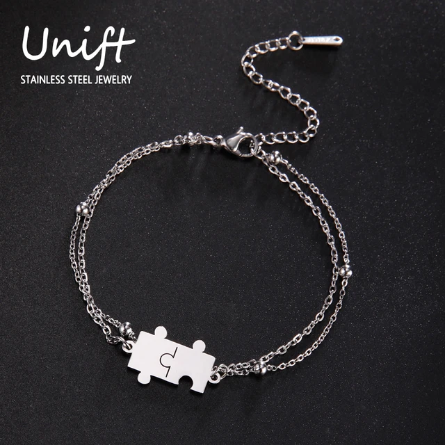 Amazon Best Friend Gift stainless Steel Jigsaw Puzzle Bracelet Best Friend Birthday Gift