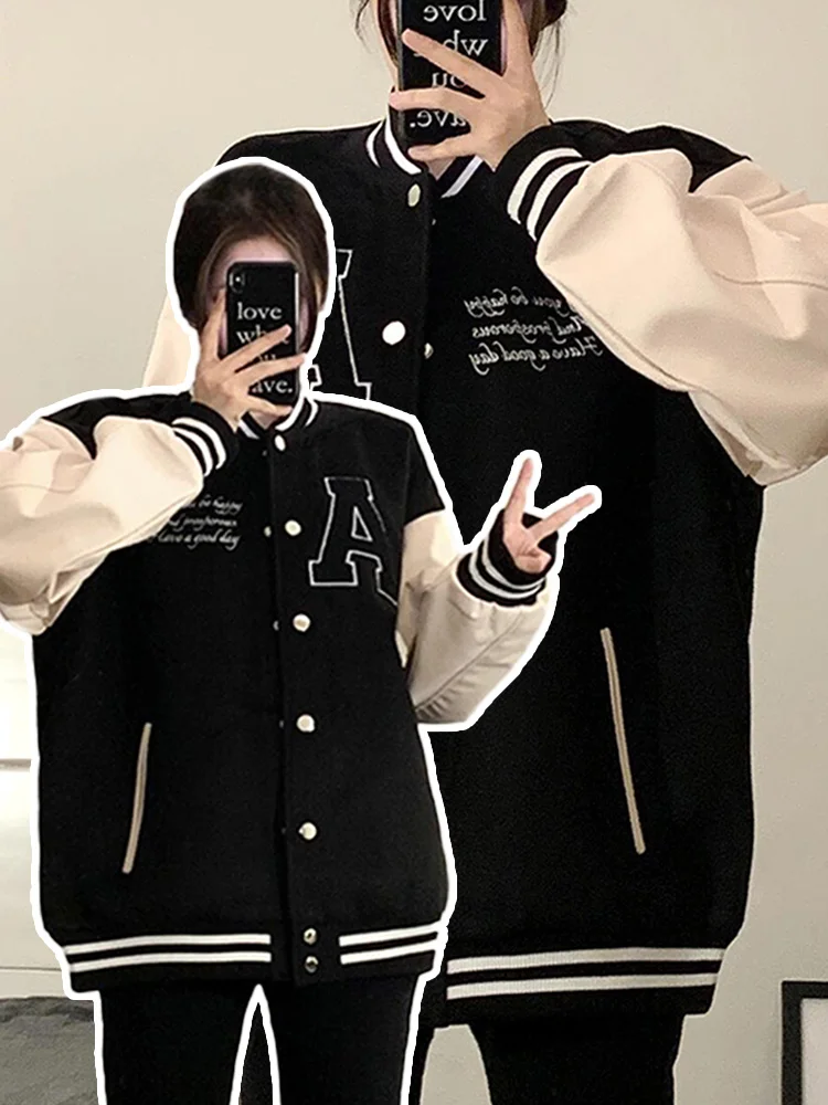 Jaquetas de Baseball Femininas em Rayon com Estampa de Leopardo para Outono e Inverno, Casaco Bomber Pesado com Forro de Lã e Mangas Longas