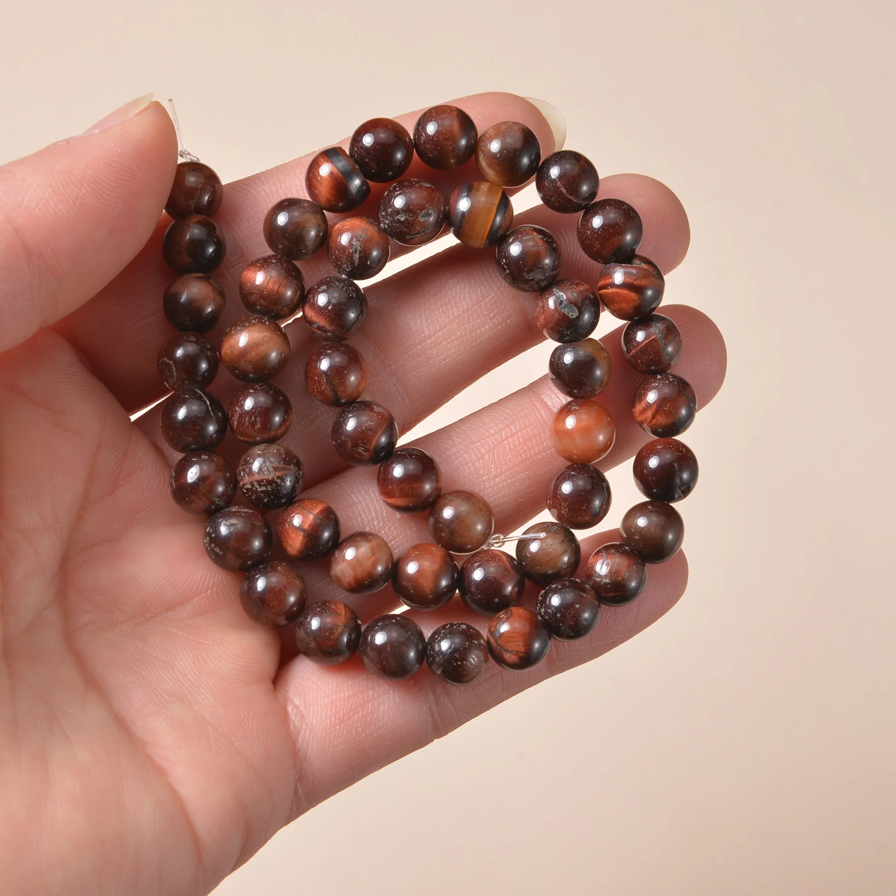 Natural Yellow Red Tiger Eye Stone Beads Round Loose Spacer Bead for Jewelry Making Necklace Bracelet Earrings Accessories