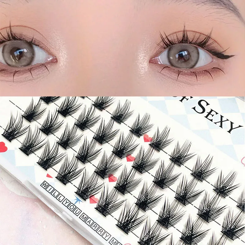 New Bushy Single Cluster Comic False Eyelashes Segmenial Curling Lazy Trilogy Fine Stem Eyelash Makeup Products