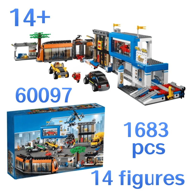 

NEW Assembly Building 1683PCS Center Square 60097 DIY Toy Airplane Remote Control Train Bus Station adults Birthday Party Gifts