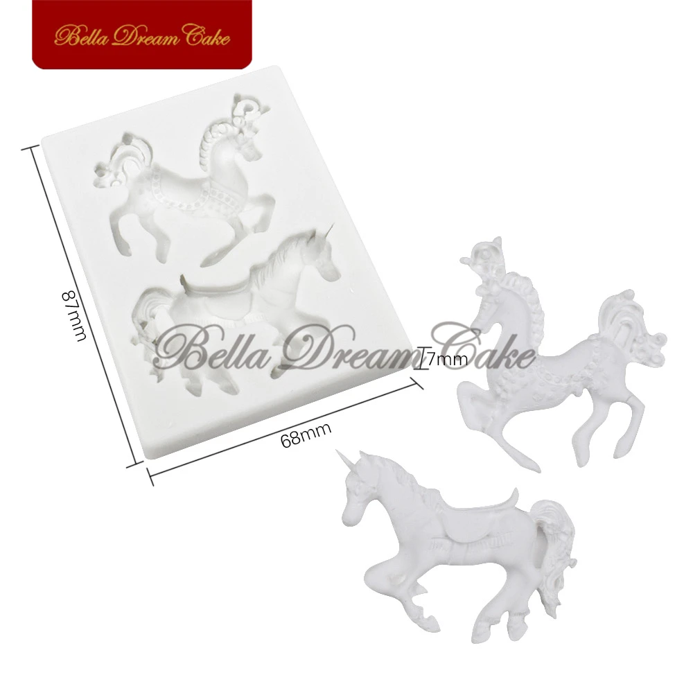 Carousel Silicone Mold Animals Horse Cupcake Topper Fondant Molds Candy Chocolate Gumpaste Mould Cake Decorating Tools Bakeware