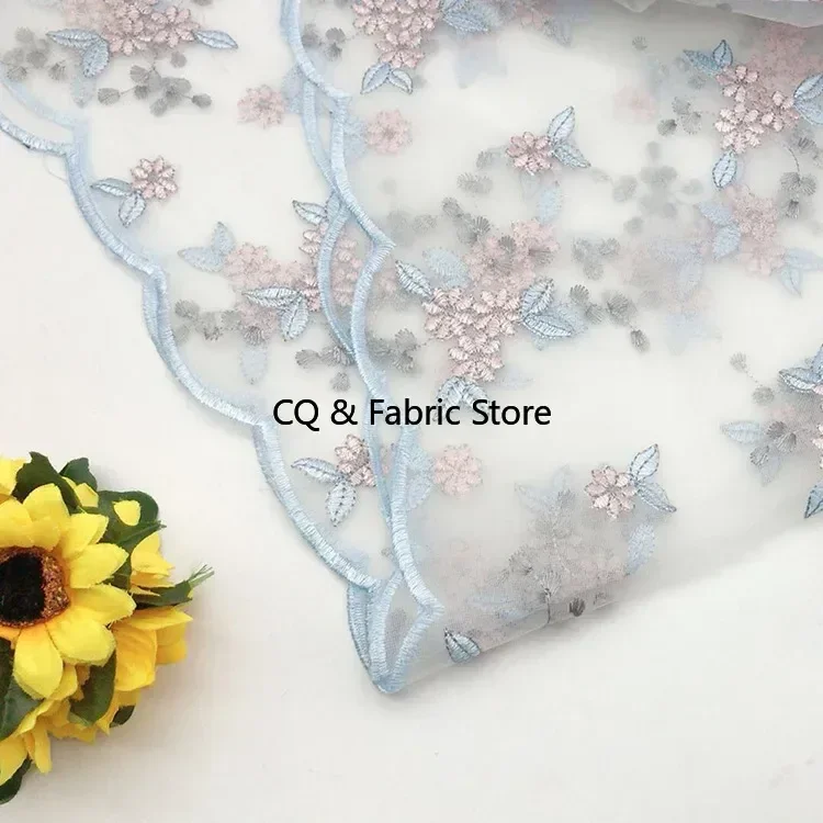1 metro 143 cm fiore ricamato morbido tulle fiore tessuto a rete vestiti per ragazze donne vestono materiale fai da te decorazione per feste a casa