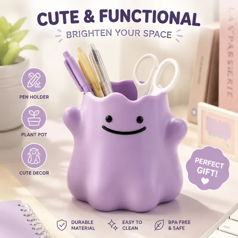 Pkm Ditto Kawaii Storage Tray, Desktop Holder For Jewelry Keys Snacks, Lovely Cartoon Monster Home Table Decor Ornament