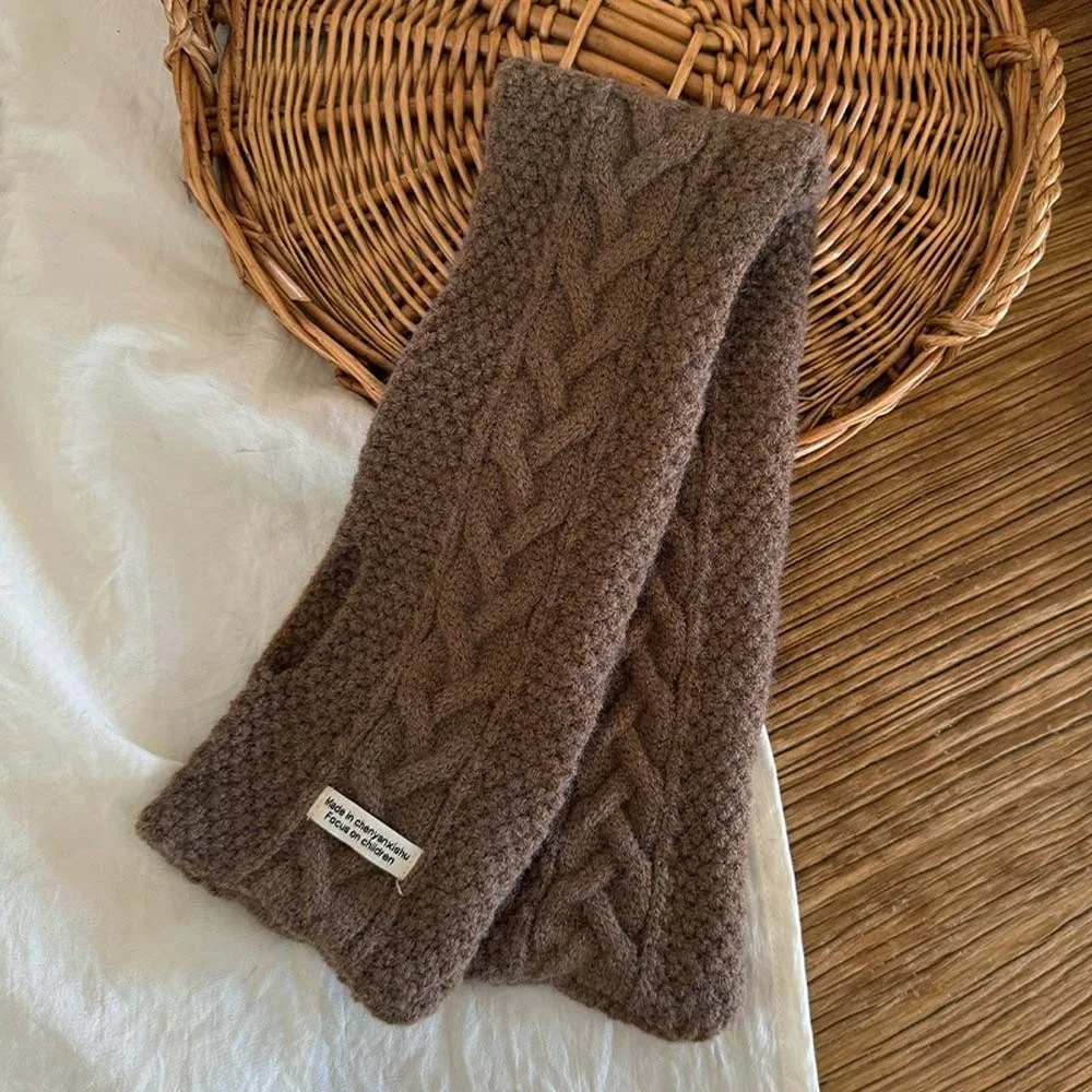 

Elastic Children Knitted Scarf Trendy Korean Style Kids Woven Neckerchief Solid Color Soft Winter Cross Muffler Outdoor