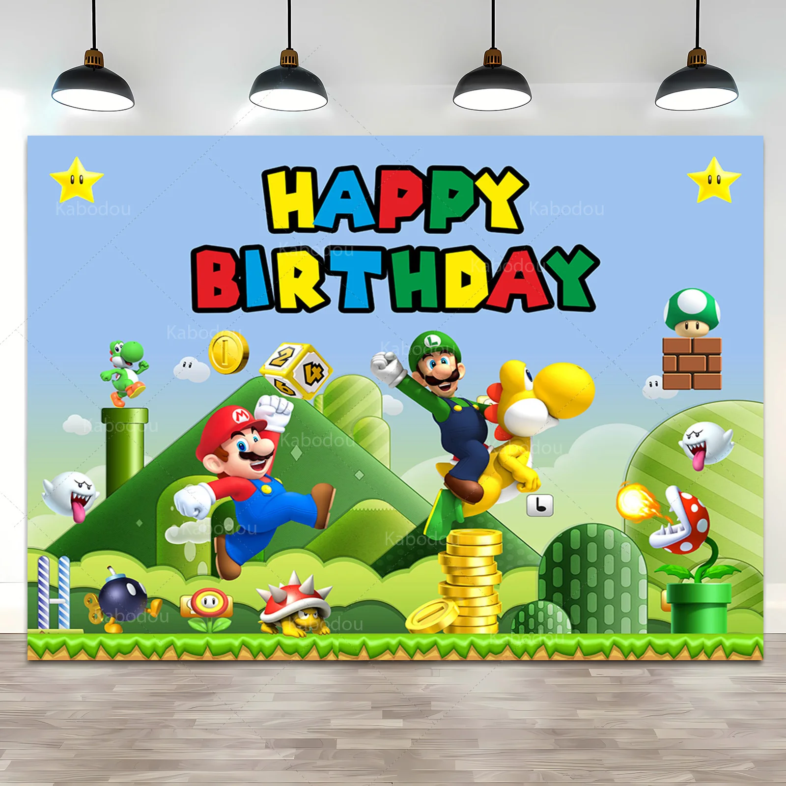 Super Marios Bros Backdrop Decor Boy Birthday Party Photography Background Event Wall Baby Shower Banner Poster Photo Studio