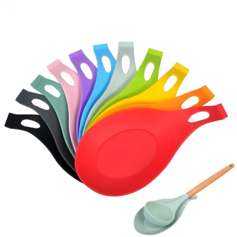 Food Grade Silicone Spoon Mat Silicone Heat Resistant Placemat Tray Spoon Pad Drink Glass Coaster Hot Sale Kitchen Tool