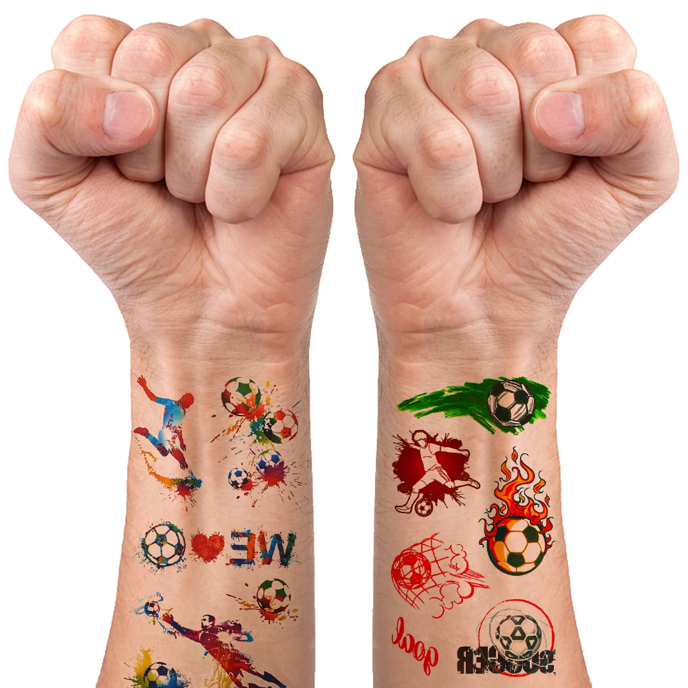 Footabll Sticker National Flag Fake Soccer Tattoo For Football 2024 On-Site Cheering Party Bash Supplies  for Girl Women Men