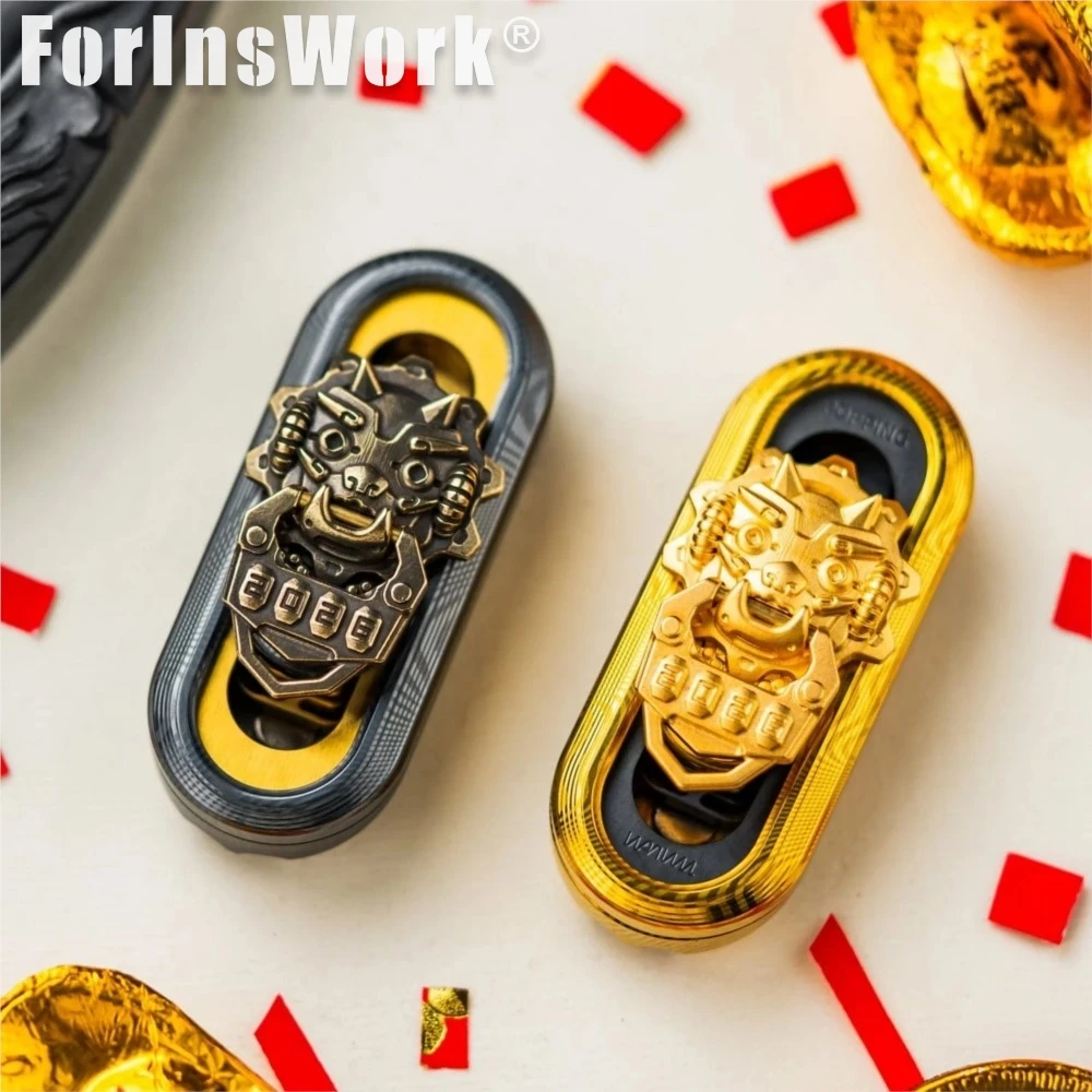 WANWU POPPING (Cyber Jiaotu) Damascus Black/Gold Plating Push Slider Fidgets Sliders EDC Gadgets