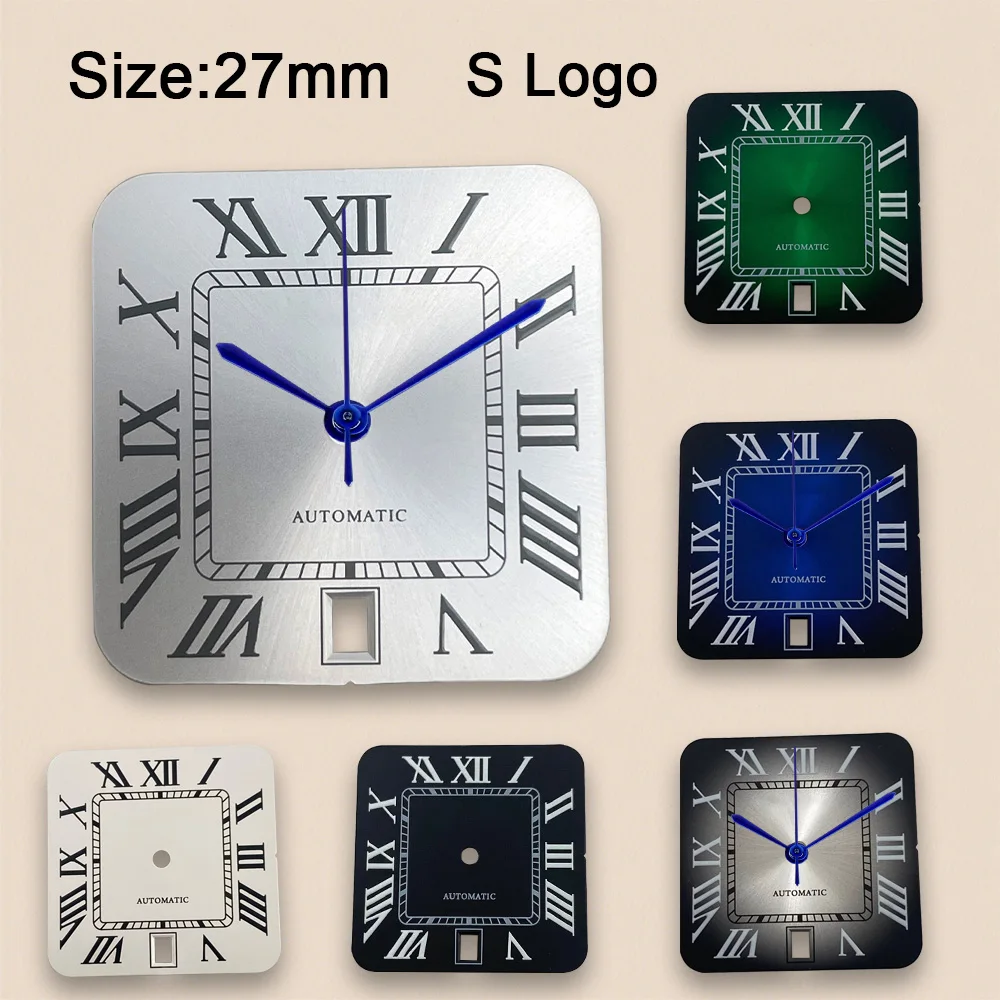 Image of 27 mm S-Logo, quadratisches Rom-Zifferblatt, passend für NH35/7S-Automatikwerk, passend für 6-Uhr-Uhr-Zubehör, Reparaturwerkzeug