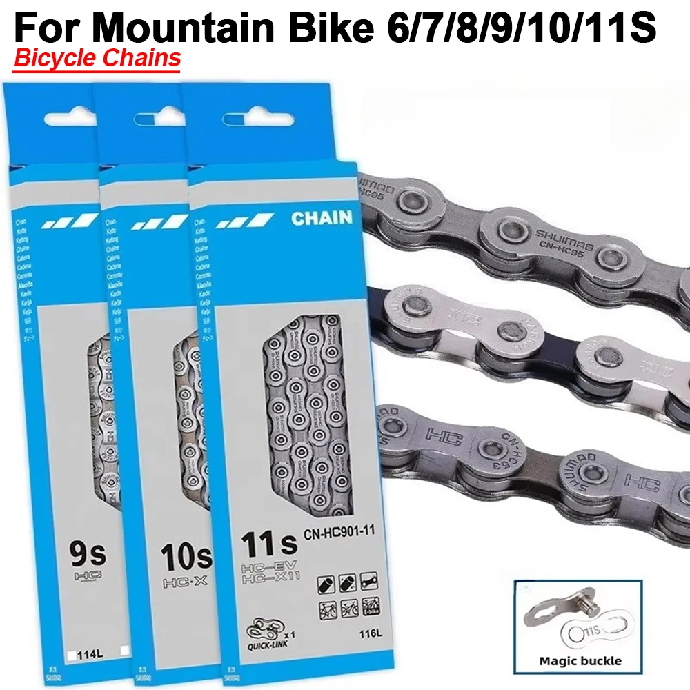 

MTB Bicycle Chain 6/7/8/9/10/11 Speed 116 Links Mountain Bike Original Chains Bike Accessories for Cycling Equipment