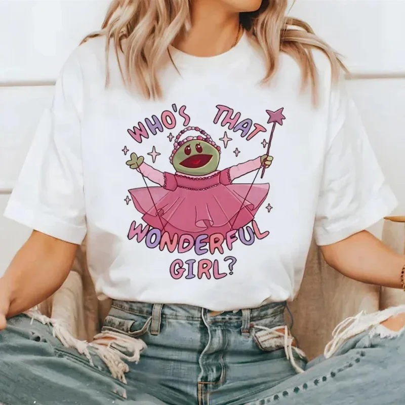 What That Wonderful Girl Nanalan Meme Printed Sweet Top T-Shirt Summer O-Neck Casual Style Cartoon Pattern Printed Short Sleeves