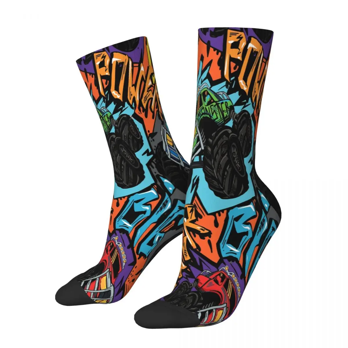 Monster Truck Car Pattern On Grunge Shape Cracked Graffiti Art Pattern Socks Male Mens Women Spring Stockings Printed