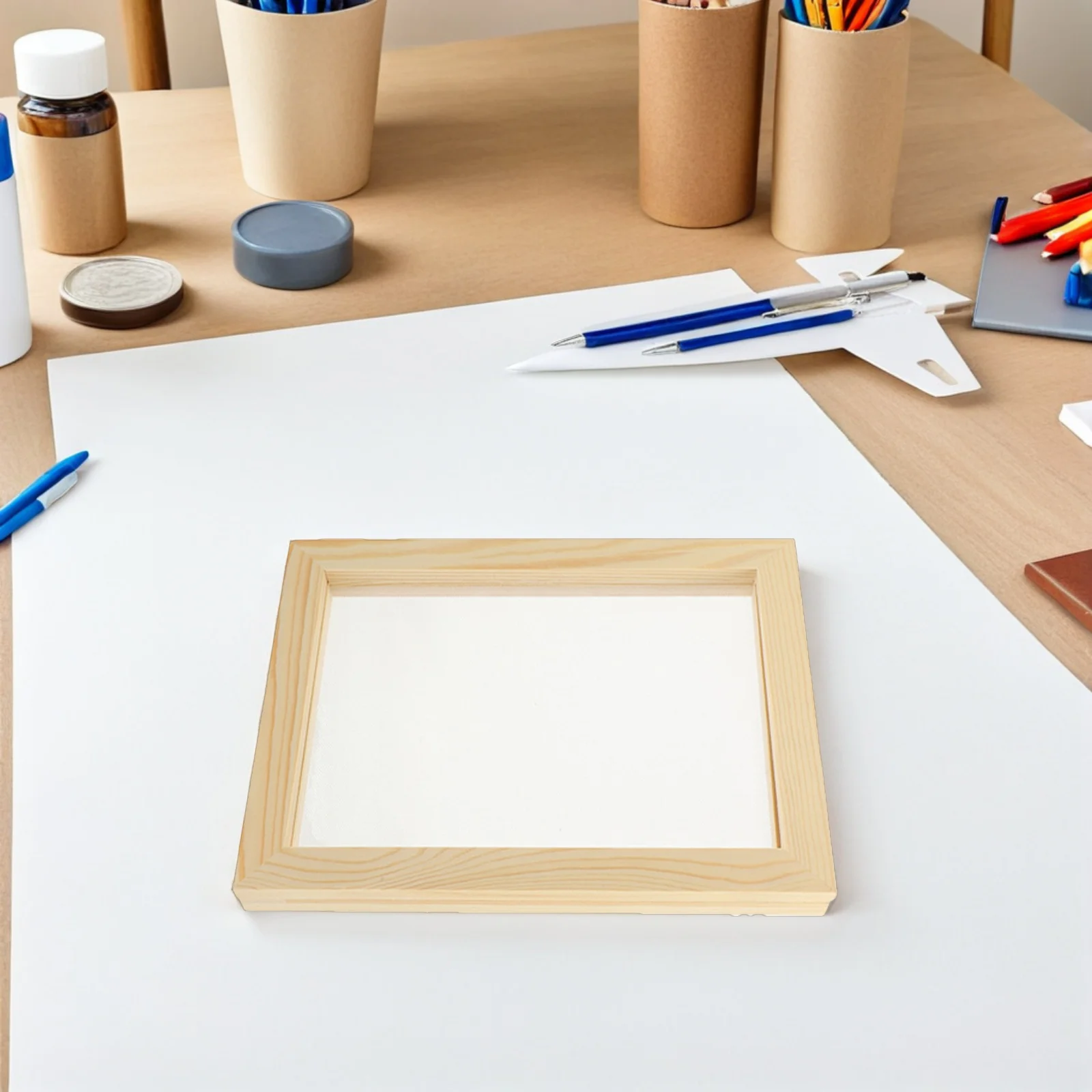 

4Pcs Wooden Mesh Screen Frame for Paper Making DIY Craft Kit with Natural Unfinished Wood Structure Natural Wood Frames