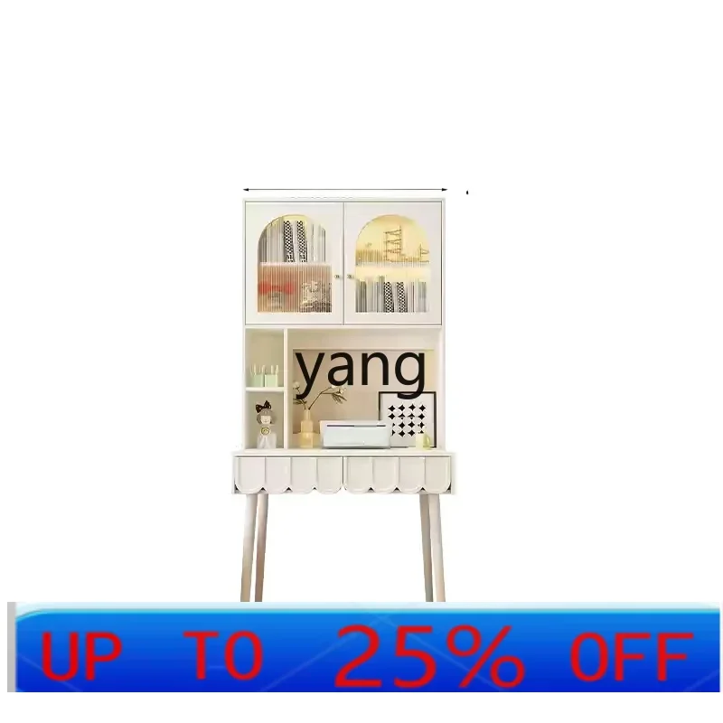 

LTT Cream Wind Desk Dresser Integrated Bookcase Bookshelf Combination Wall Household Computer Desk