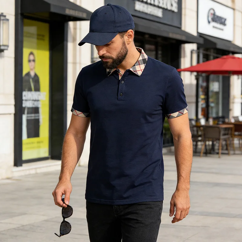 

Men's Plaid Collar Short Sleeve Polo Shirt Button Placket Casual Breathable Business Golf Daily Wear Plus Size Tops for Men