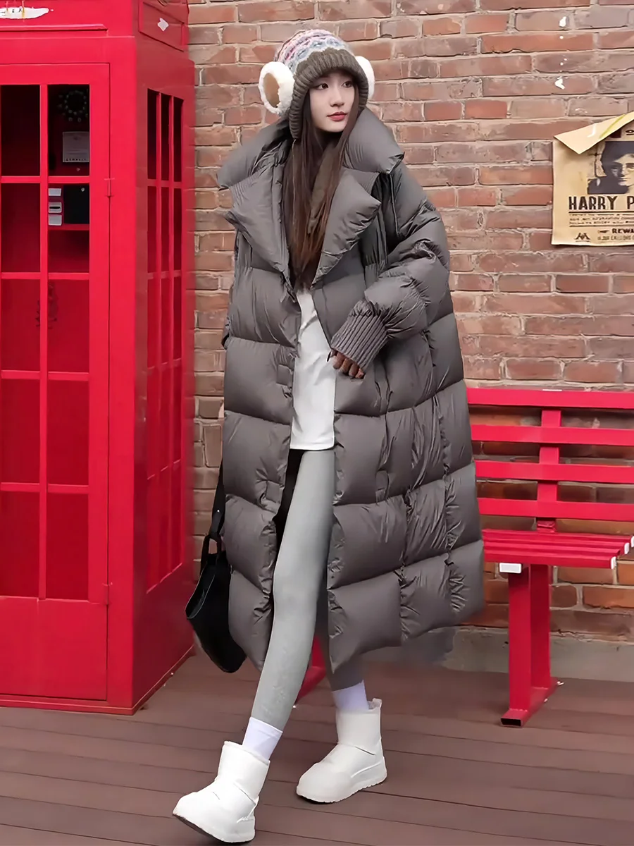 Ultra-Thi largo blanco Du down Jaet mujer invierno nueva región Polar Sle cálido abrigo de cuello grande moda hasta la rodilla