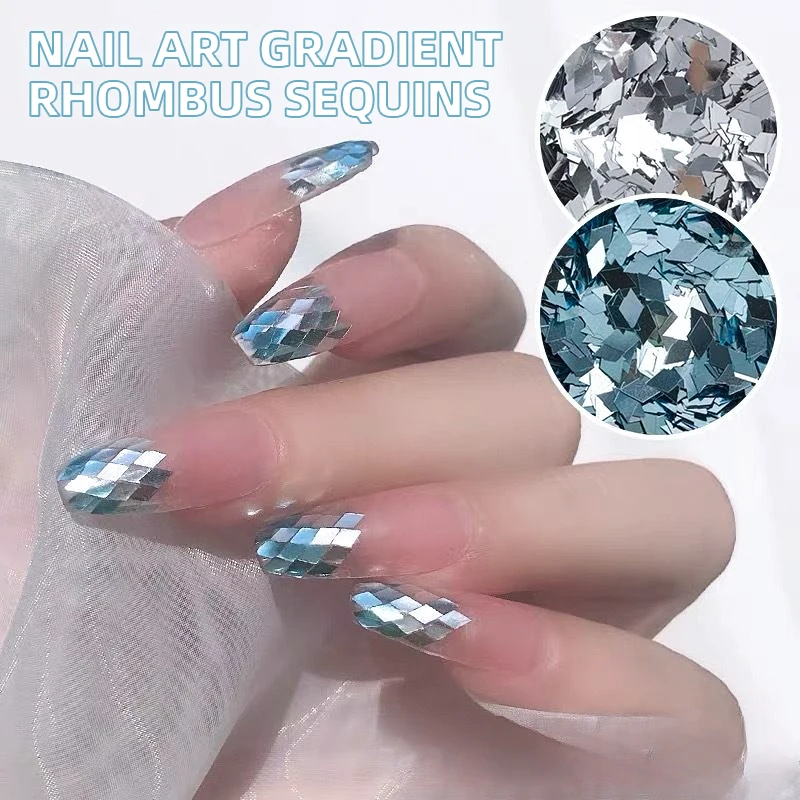 1 caixa de glitter para unhas, strass de cristal falso, azul, prata, plano, brilhante, faça você mesmo, design de arte de unha, acessórios de decoração de manicure