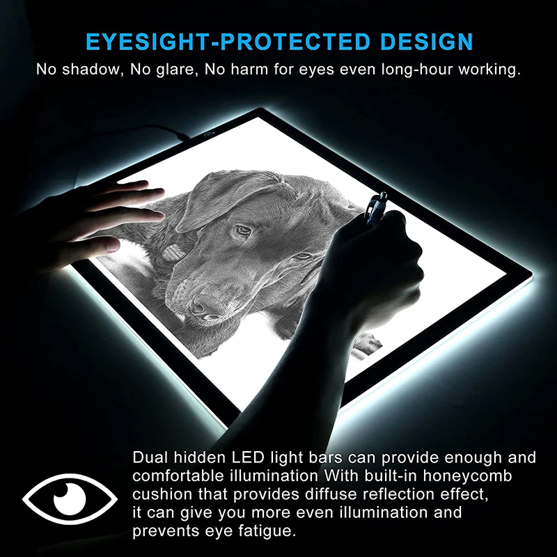 917人気グラフィックライティングタブレットワイヤレスLED描画ライトボード5Vタトゥースケッチパッドディスプレイボード調節可能な調光ライトB