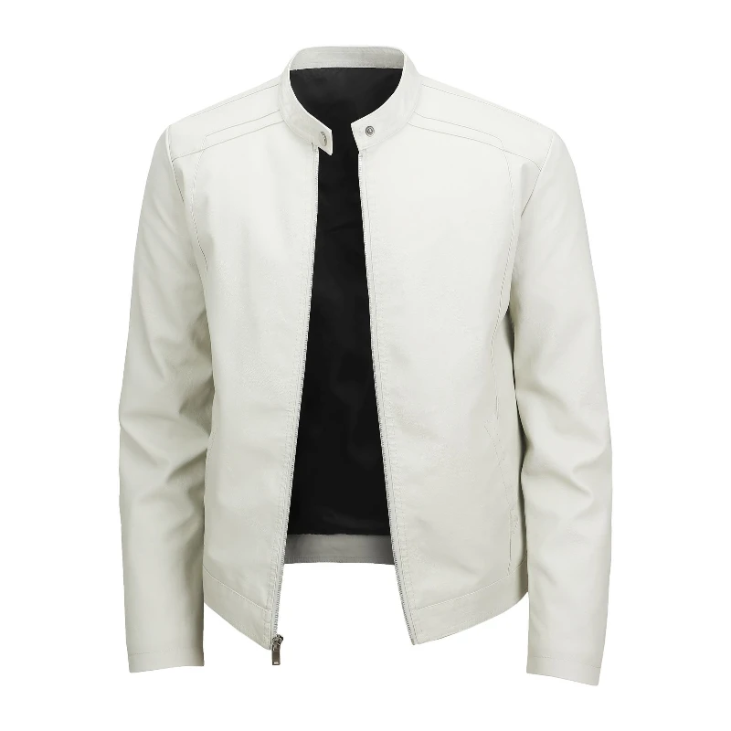 

Men's Motorcycle Leather Jacket Thickened Winter Outerwear with Standing Collar Fashionable Lightweight Design for Spring