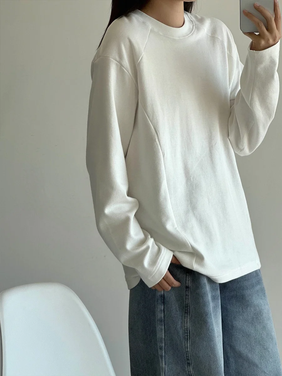 

Thiened Fce Lined Long Sve round Ne Base irt Внутренняя одежда Цвет Мужчины Женщины Зимняя футболка Casual Sle Хлопок ...