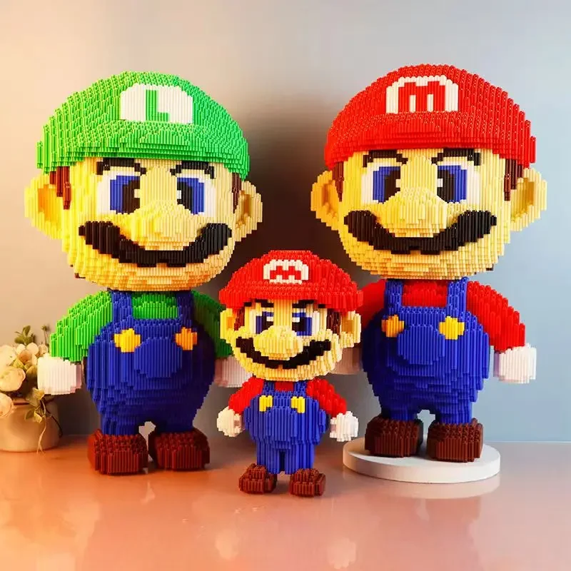 Super Mario-rompecabezas de bloques grandes para niños, juguete de ensamblaje, rompecabezas 3D, regalo de cumpleaños, decoración de escritorio